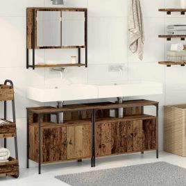 Bathroom Sink Cabinet with Built-in Basin Old Wood Engineered Wood