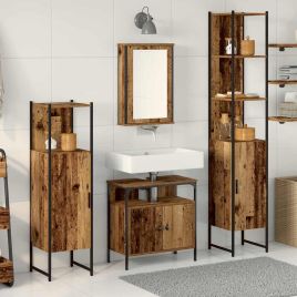 4 Piece Bathroom Furniture Set - Old Wood