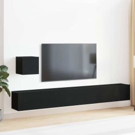 4 Piece TV Unit Set in Black Oak, engineered wood.
