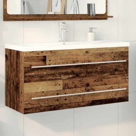 Bathroom Sink Cabinet with Built-in Basin Old Wood Engineered Wood