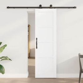 Sliding Door with Hardware Set White 61x198.5 cm Solid Wood Pine