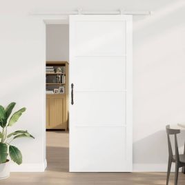Sliding Door with Hardware Set "ORKDAL" White Solid Wood Pine