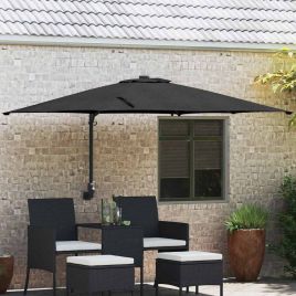 TAGLEN Garden Parasol 248.5x247.5x160 cm Polyester and Steel - Black