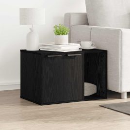 Cat Litter Box Enclosure Black Oak 60x40x40 cm Engineered Wood
