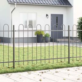 Garden Fence with Hoop Top Grey 3.4x1 m Steel