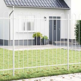 Garden Fence with Hoop Top White 5.1x1.5 m Steel