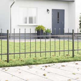 Garden Fence with Spear Top - Grey, 13.6 x 0.6 m, Steel