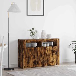 Sideboard Smoked Oak Engineered Wood 116 x 30 x 75 cm