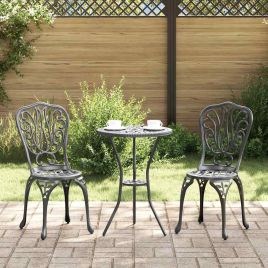 FRLOFT Garden Bistro Set 3 pcs Aluminium - Black