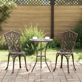 FRLOFT Garden Bistro Set 3 pcs Bronze Aluminium
