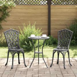 FRLOFT Garden Bistro Set 3 pcs Aluminium - Black