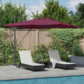 SERIDG Umbrella with LED Strip Lights Bordeaux 286x284x270 cm - Red