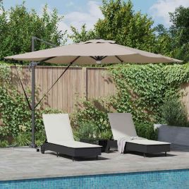 SERIDG Roma Parasol Taupe 286x284x270 cm and Polyester Aluminium