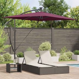 SERIDG Umbrella with LED Strip Lights Bordeaux 294x200x270 cm - Red