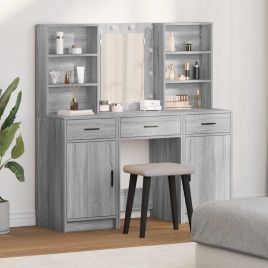 3 Piece Dressing Table Set Grey Sonoma Engineered Wood