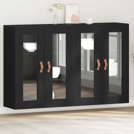 Wall Mounted Cabinets 2 pcs Black Oak 69,5x34x90 cm Engineered Wood