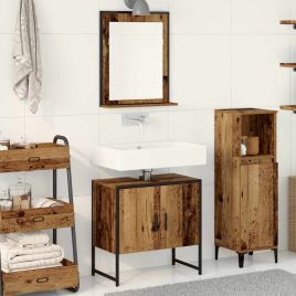 2 Piece Bathroom Cabinet Set Old Wood Engineered Wood
