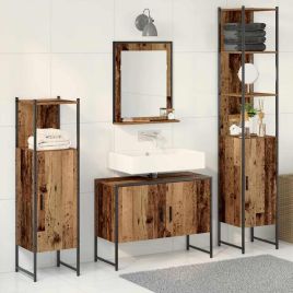 4 Piece Bathroom Furniture Set Old Wood Engineered Wood