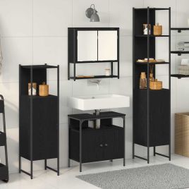 4 Piece Bathroom Furniture Set - Black Oak