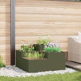 REHAL Garden Planter Olive 100x100x48 cm Steel - Green