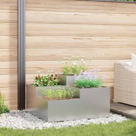 REHAL Garden Planter 100x100x48 cm Galvanised Steel - Silver