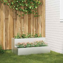 REHAL Garden Planter 100x60x45 cm Stainless Steel - Silver