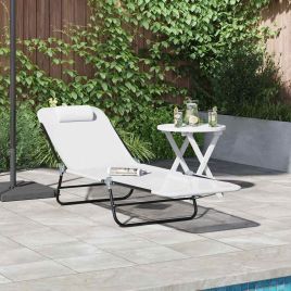 NEAGLEN Folding Sun Lounger Folding 182x55x85.5 cm Textilene - Cream