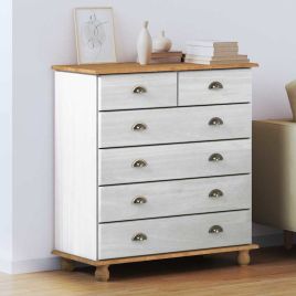 ELORA White Chest of Drawers - Medium-sized, 6 Drawers
