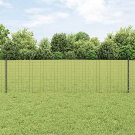 Fence Posts 11 pcs U-Channel Grey 60 cm Steel