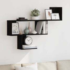 Wall Shelf Black Oak 100x15x70 cm Engineered Wood