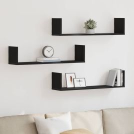 Wall Shelves 3 Pieces Black Oak 80x18x18 cm Engineered Wood