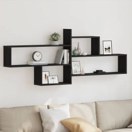 Wall Shelf Black Oak 167.5x18x68 cm Engineered Wood