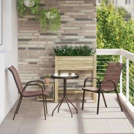 VEWICK Garden Bistro Set 3 pcs Steel - Brown