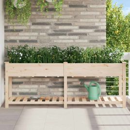 PADEN Garden Planter 203x53x76.5 cm Solid Fir Wood - Beige