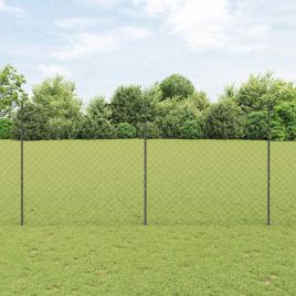 Chain Link Fence with 20 U Posts Grey 1.6x10 m Steel