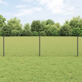 Chain Link Fence with 22 U Posts Grey 0.6x25 m Steel