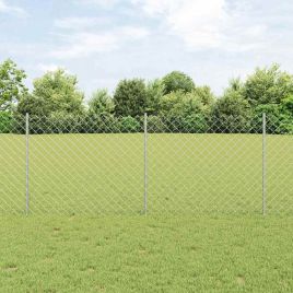 Chain Link Fence with 20 U Posts Silver 1x10 m Steel