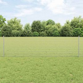 Welded Wire Fence with 11 U Posts Silver 0.6x25 m Steel