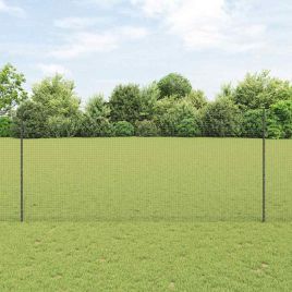 Welded Wire Fence with 22 U Posts Grey 1.4x25 m Steel