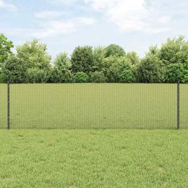 Welded Wire Fence with 44 U Posts Grey 0.6x100 m Steel