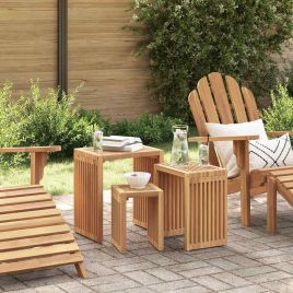 VEDEN Garden Side Table 3 pcs 33x44.5x51 cm Solid Teak Wood - Brown