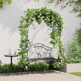 NEMVALE Garden Bench 121x48x200 cm Steel - Black