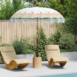 WAHMERE Balinese Parasol 215x215x260 cm Cotton and solid Wood - Cream