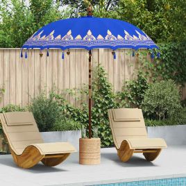 WAHMERE Balinese Parasol 215x215x260 cm Cotton and Wood - Blue
