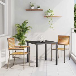 VAVCOVE Garden Stacking Chairs 2 pcs and Grey - Brown