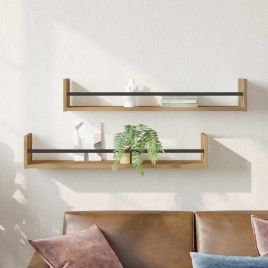Wall Shelves 2 pcs Artisan Oak 80x16x14 cm Engineered Wood
