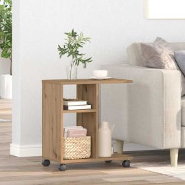 Side Table on Wheels - Artisan Oak, 50x30x55 cm, Made of Engineered Wood