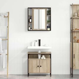 2 Piece Bathroom Cabinet Set Sonoma Oak Engineered Wood
