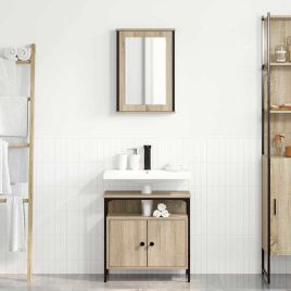 2 Piece Bathroom Cabinet Set Sonoma Oak Engineered Wood