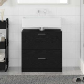 Sink Cabinet Black Oak 59x37x59 cm Engineered Wood